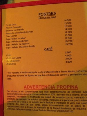Onde comer em San Andrés cardápio La Regatta